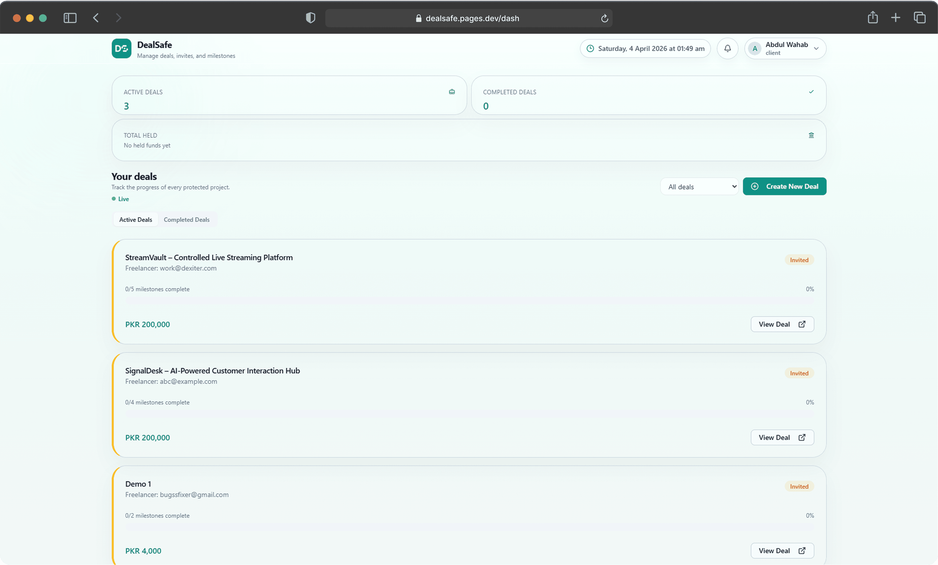DealSafe dashboard preview